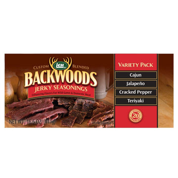 Lem Products Backwoods Jerky Seasoning Variety Pack, Includes Cajun, Jalapeno, Cracked Pepper, And Teriyaki Flavors, Ideal For W