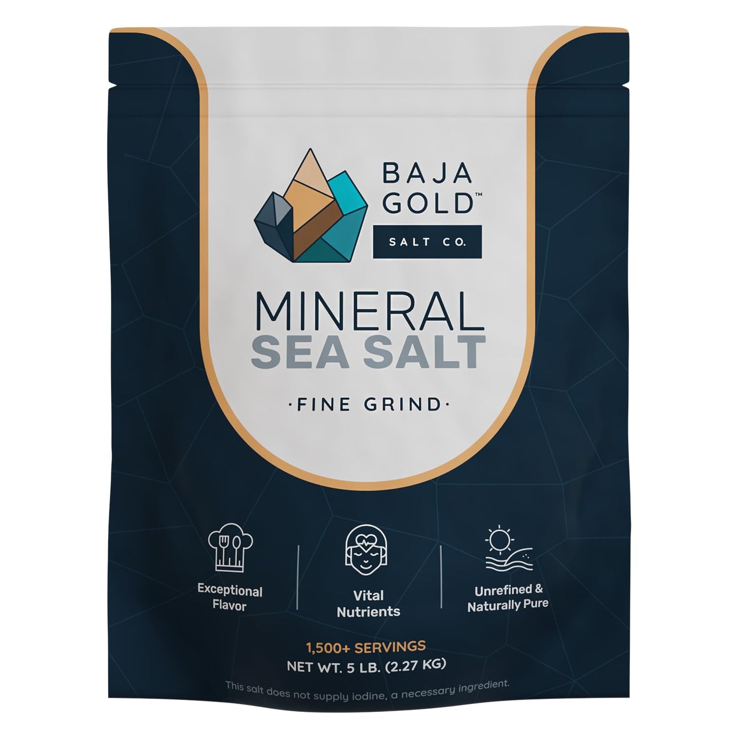 Baja Gold Mineral Sea Salt, Fine Grind, 5 Lb. Bag