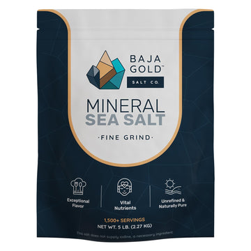 Baja Gold Mineral Sea Salt, Fine Grind, 5 Lb. Bag