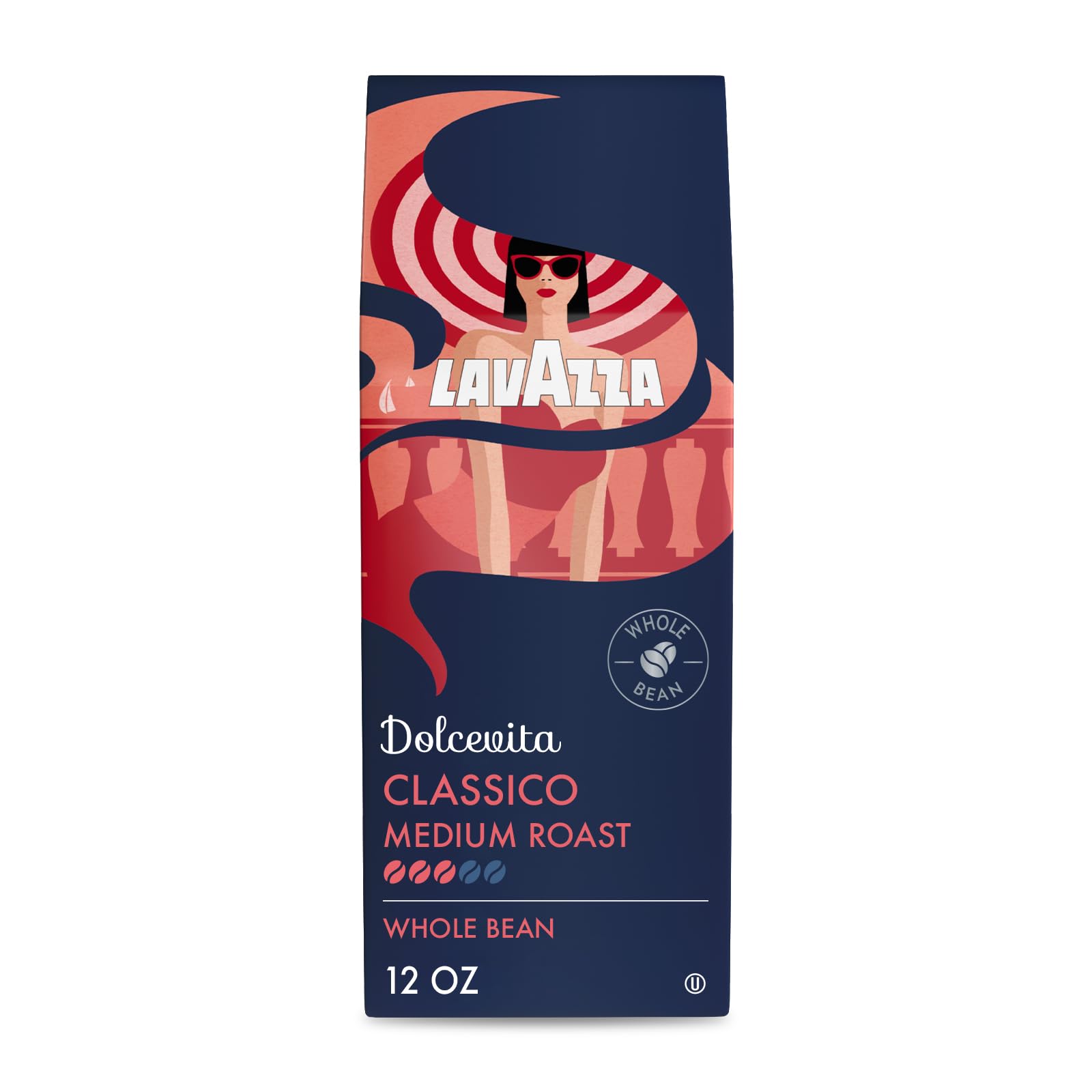 Lavazza Whole Bean Coffee, Medium Roast, Rich & Full-bodied, 12oz Bag, Arabica & Robusta, Ideal for Drip Brewers