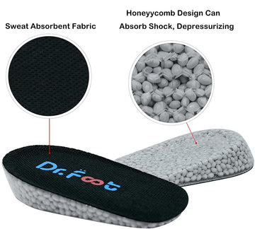 Dr. Foot'S Height Increase Insoles, Heel Cushion Inserts, Heel Lift Inserts For Leg Length Discrepancies (0.6'' Height, Black)