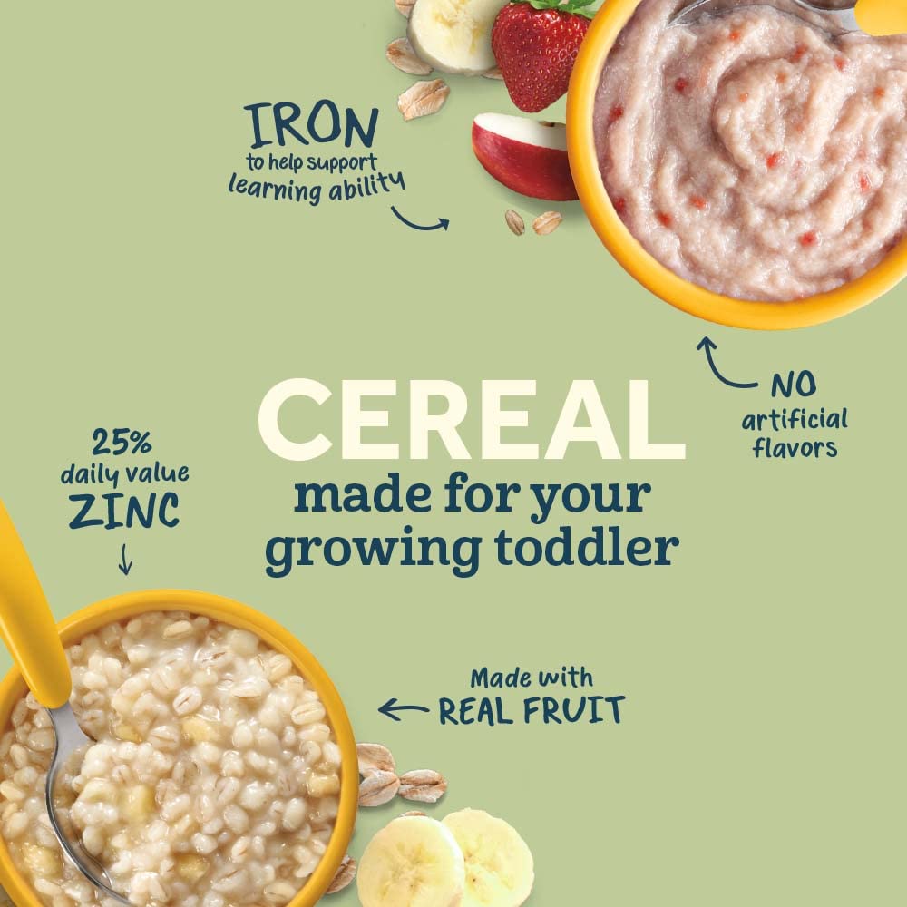 Gerber Baby Cereal Oatmeal & Barley, Bananas & Cream, 4.5 Ounce Self-Feeding Trays (Pack Of 8)