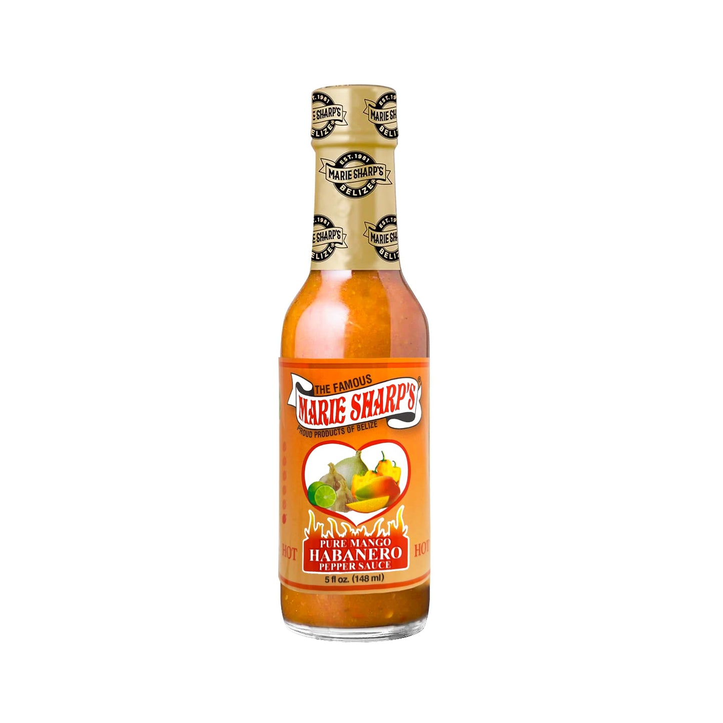 Marie Sharp's Pure Mango Habanero Pepper Sauce, 5 oz