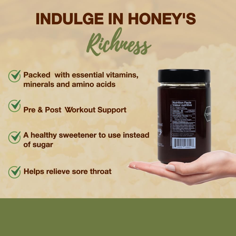 Oneroot Raw Buckwheat Honey - 500G/17.6Oz, Unheated, Unfiltered And Unprocessed Natural Dark Honey, Rich In Antioxidants Pure Bu