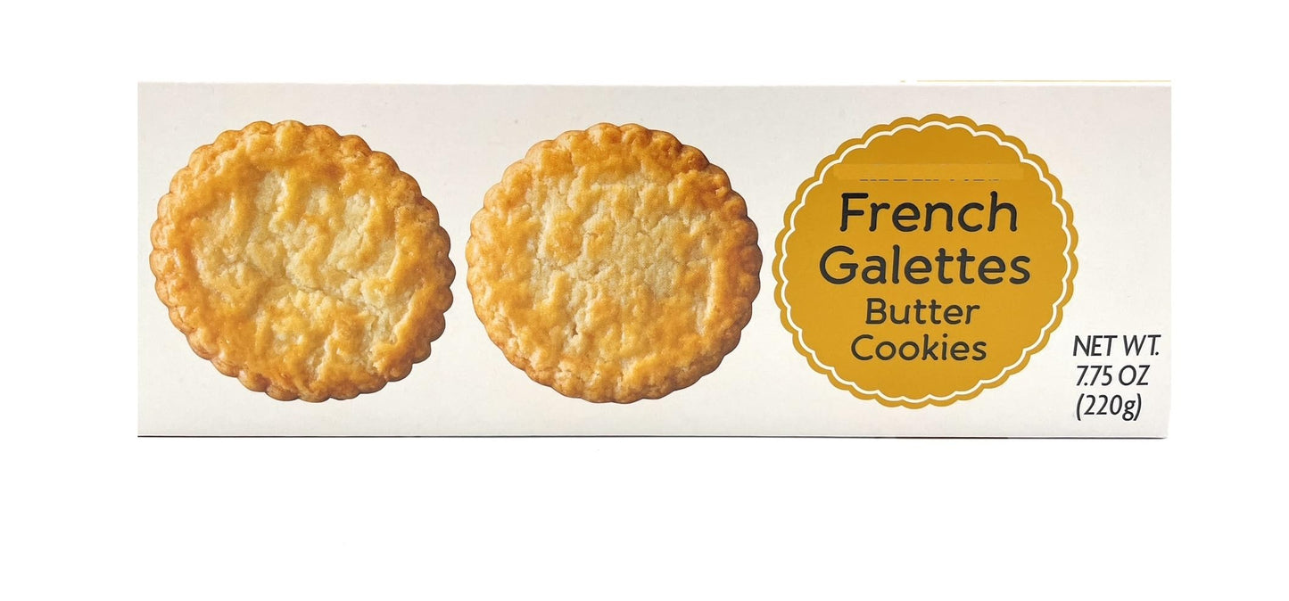 French Galettes Butter Cookies Made with French Cultured Butter, Snacking Food Dessert Treat 7.75oz/220g - Pack of 1