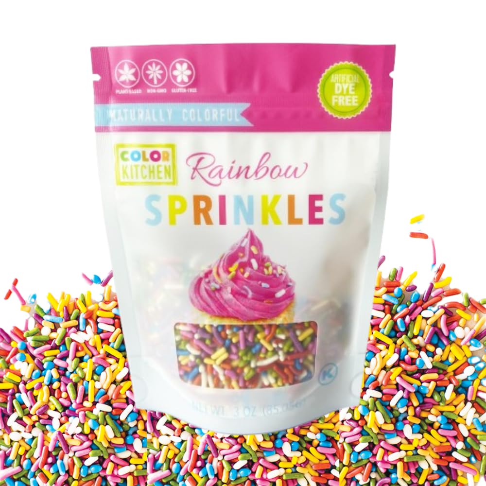 ColorKitchen Rainbow Sprinkles Natural Ingredients Baking Cake Decorations, Ice Cream, Cookie, Artificial Dye-free, Plant-Based 