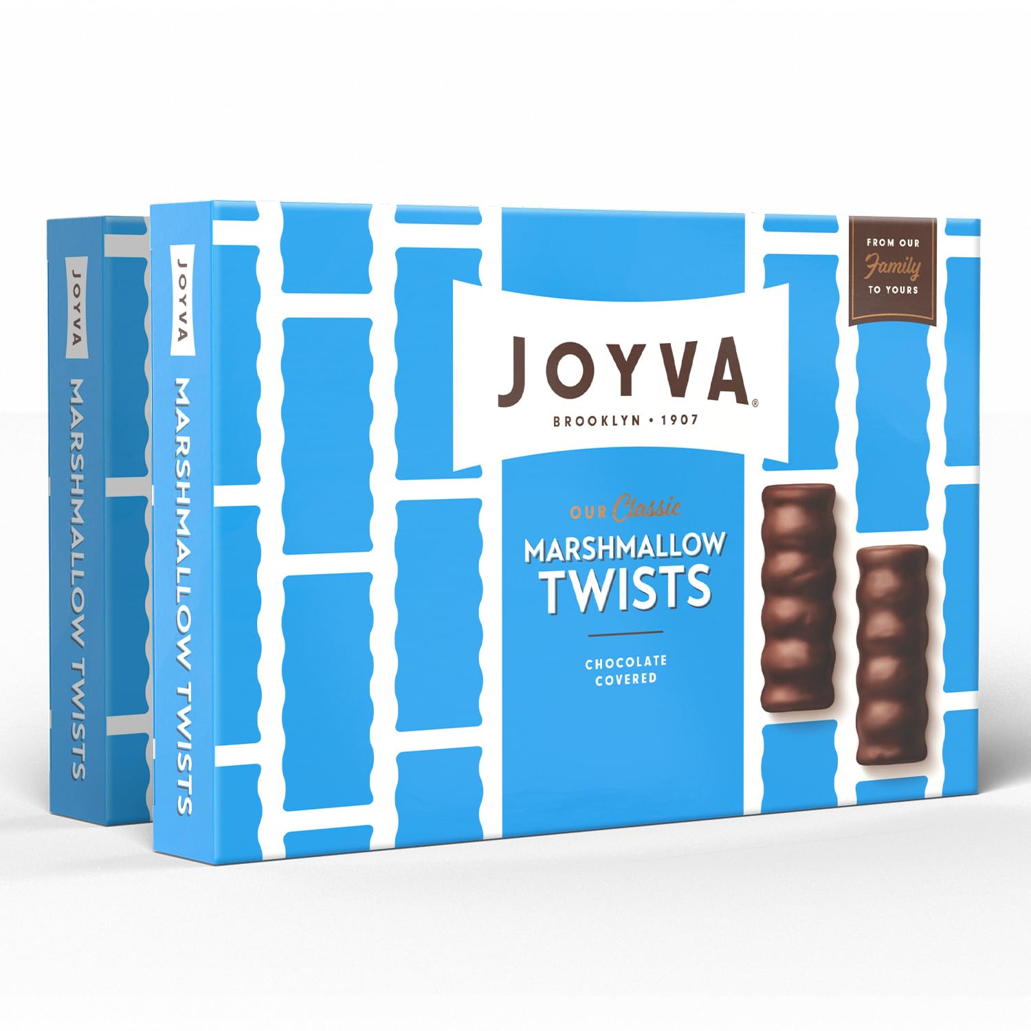Joyva Classic Marshmallow Twists | Pack of 2, 9oz Boxes | Fluffy Marshmallow Center with Smooth Dark Chocolate Coating | Kosher 