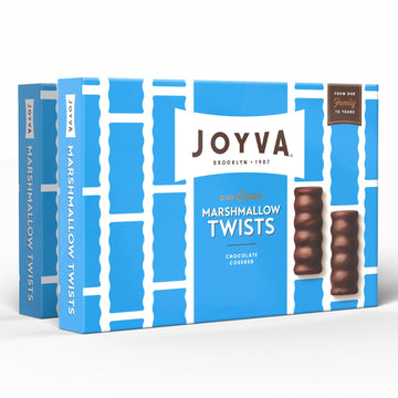 Joyva Classic Marshmallow Twists | Pack of 2, 9oz Boxes | Fluffy Marshmallow Center with Smooth Dark Chocolate Coating | Kosher 