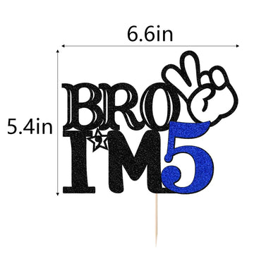 Bro I'M 5 Cake Topper- 5Th Birthday Cake Picks, Officially Teenager Cake Topper, Boy 5Th Birthday Cake Decorations - 5 Years Old