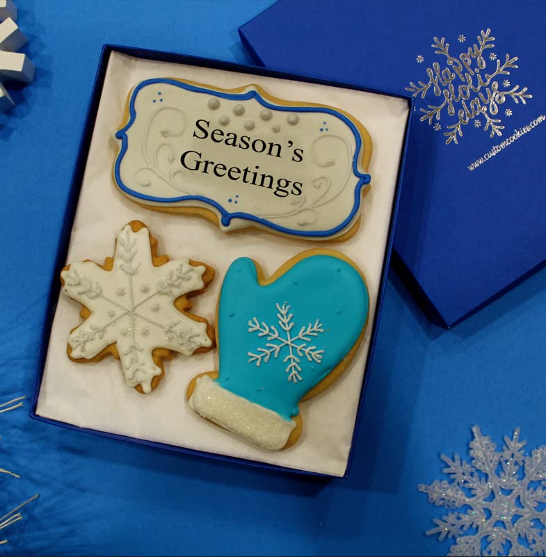 Christmas Cookies, Hand Decorated Vanilla Sugar Cookies, Christmas Gift Basket, Gourmet Holiday Food Gift Box, Christmas Gifts, For Women, Him, Her, Office, Corporate, Employee, 3 Count Custom Cookies