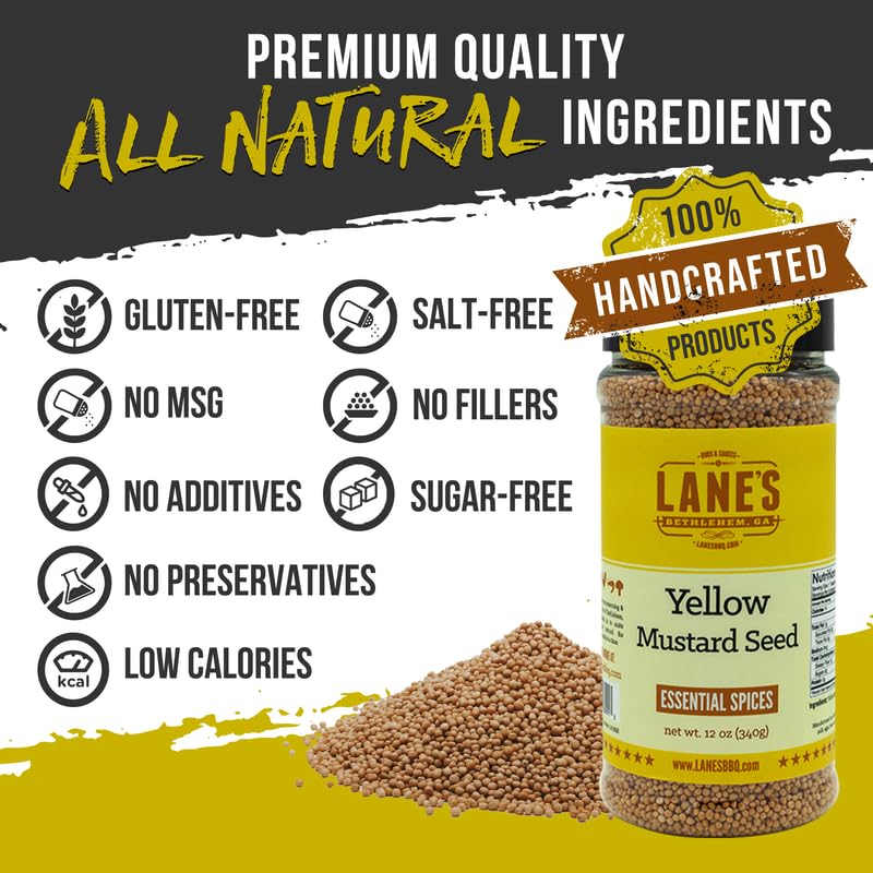 Lane'S Yellow Mustard Seed Spice, All-Natural Yellow Mustard Seeds Whole, Perfect For Cooking And Homemade Seasonings Made In Us