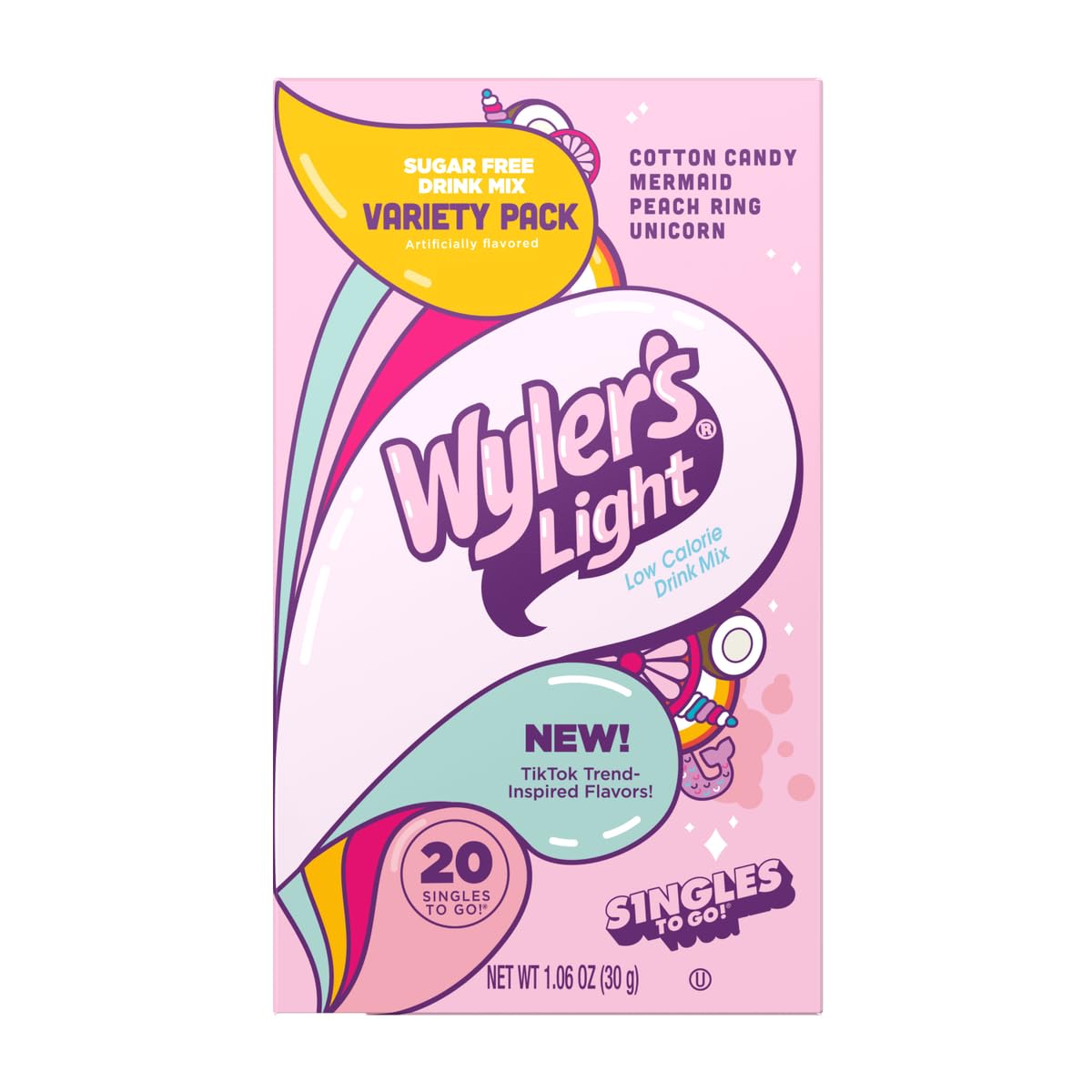 The Jel Sert Company Wylers Light TikTok Bundle - Variety Pack of 2 Pink Boxes - 40 Low Calorie Drink Mix Packets - 1.06 Ounce Each