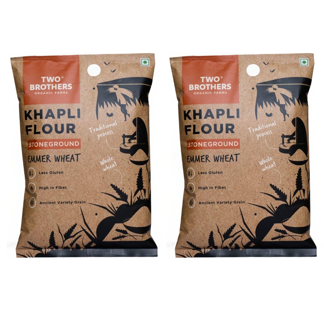 Two Brothers Organic Farms - Khapli Wheat Flour (10Kg) | Wheat Flour | High Dietary Fiber For Easy Digestion | Stoneground Emmer