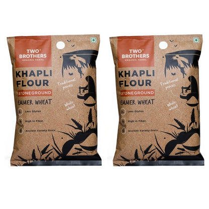 Two Brothers Organic Farms - Khapli Wheat Flour (10Kg) | Wheat Flour | High Dietary Fiber For Easy Digestion | Stoneground Emmer