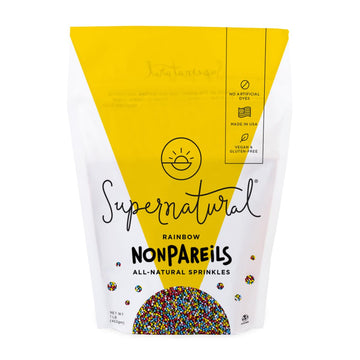 Supernatural Rainbow Nonpareils, Dye-Free Natural Sprinkles, Soy-Free, Gluten-Free, Vegan, Made in USA, 16oz