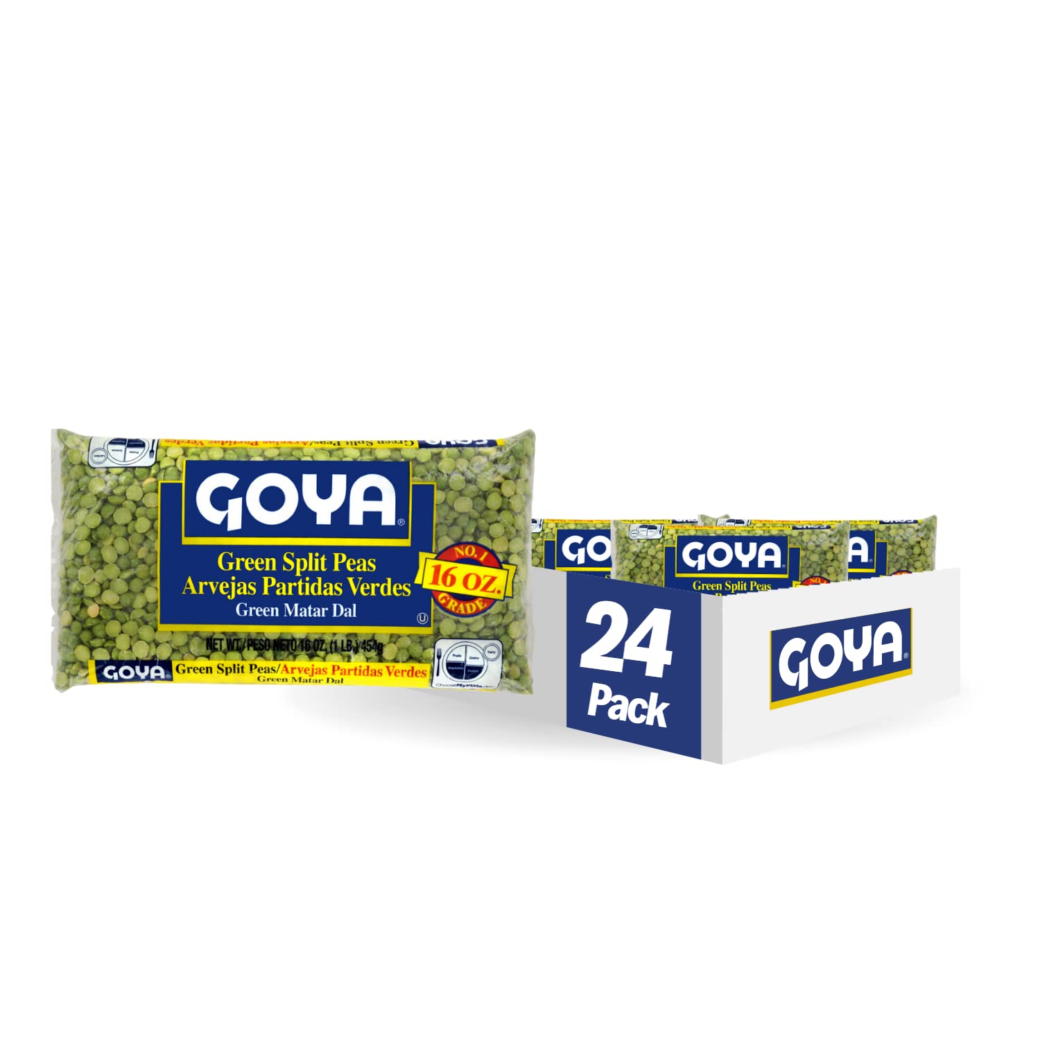 Goya Foods Green Split Peas, Dry, 16 Ounce (Pack Of 24)