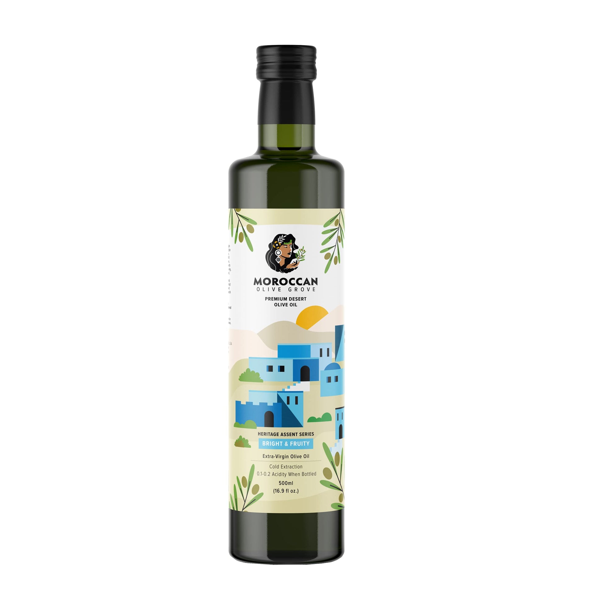 Moroccan Olive Grove Extra Virgin Olive Oil - Bright & Fruity - 100% Single Origin - 500ml Bottle