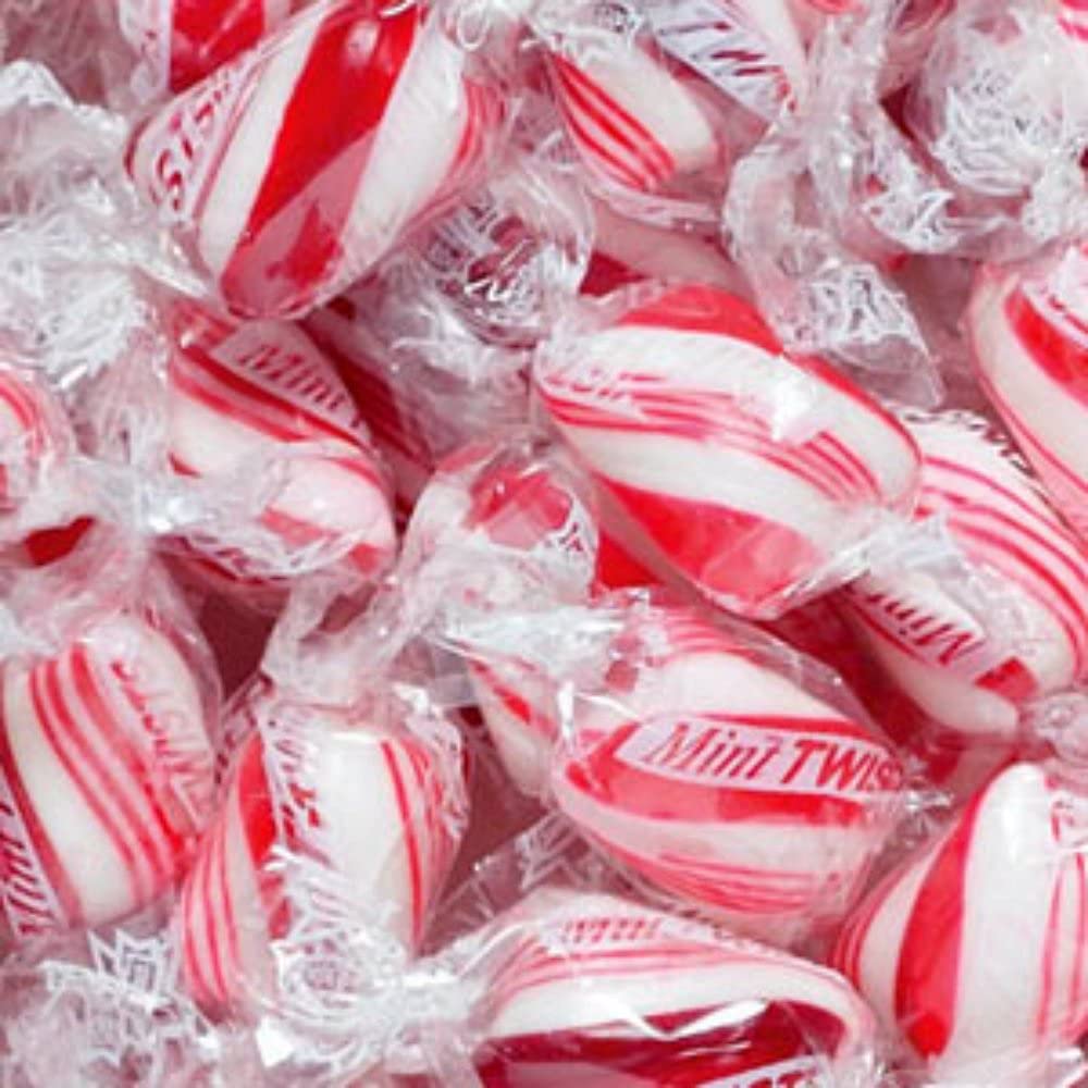 BLholife Peppermint Mint Candy Twists - 2 lb Individually Wrapped, Red & White Cylinder Shape