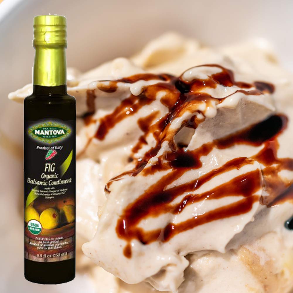 Mantova Organic Fig Balsamic Vinegar Of Modena, Perfect For Salad Dressing, Pasta Salad, Ice Cream And Cocktails, 8.5 Oz