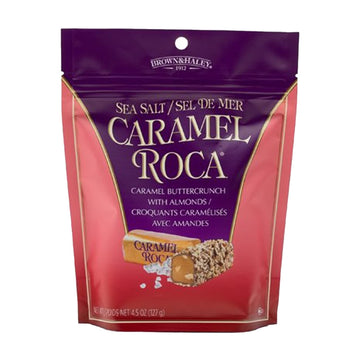 Brown & Haley Sea Salt Caramel Roca Stand-Up Pouch, Individually Wrapped Caramel Buttercrunch Toffee, 4.5 Ounces (Pack Of 3)