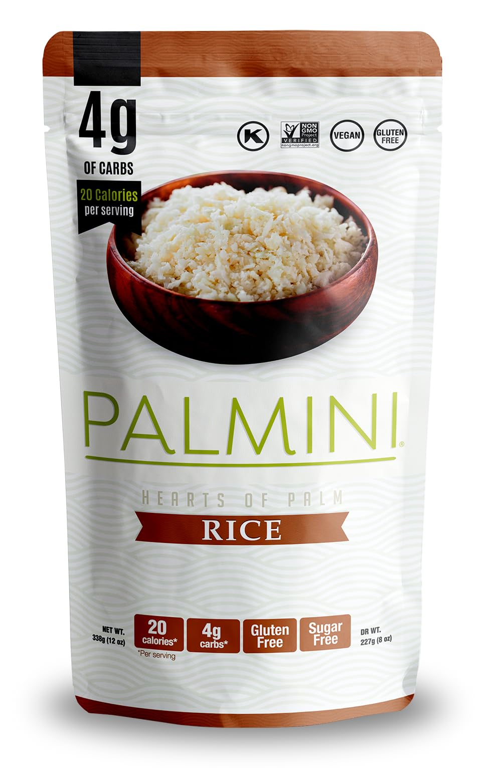 Palmini Rice | Low-Carb Hearts of Palm Rice | Gluten Free, Vegan | 12 Ounces Pouch | Model QUI017