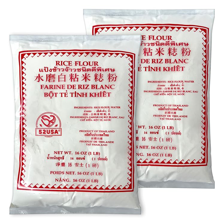 52USA Thai Rice Flour 32 Ounce (Basic), 1 Pound (Pack of 2), Rice Flour for Baking or Cooking, Product of Thailand, All Natural 