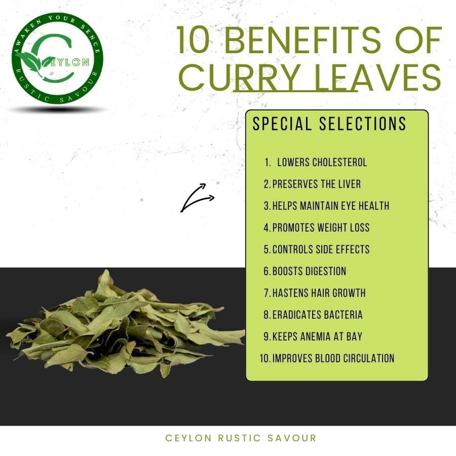 Ceylon Rustic Savour Dried Curry Leaves Organic 0.4 Oz Non-GMO Vegan Gluten Free Aromatic Flavor