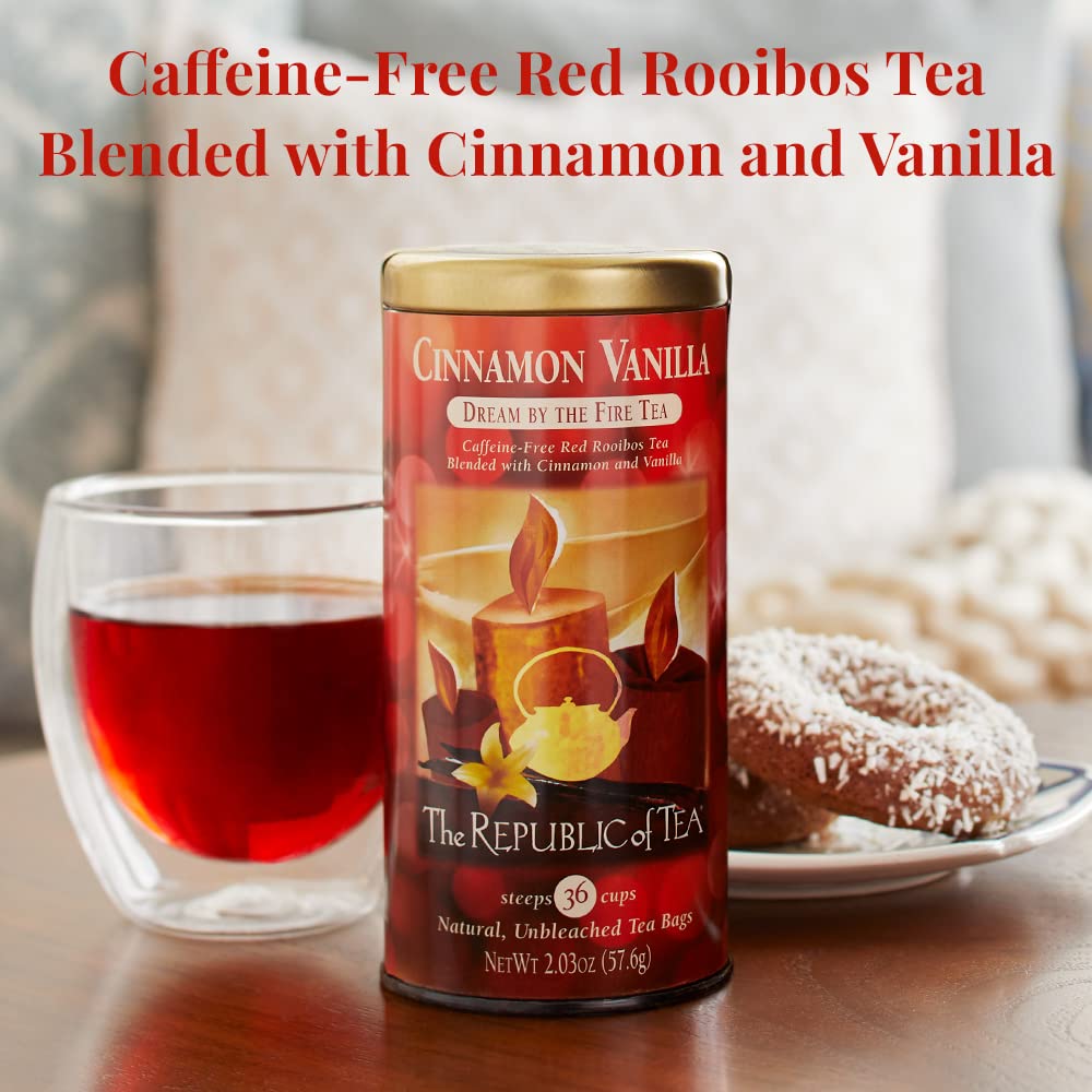 The Republic of Tea Cinnamon Vanilla Dream by the Fire Tea, Caffeine-Free, 36 Tea Bags, Model mp-40410