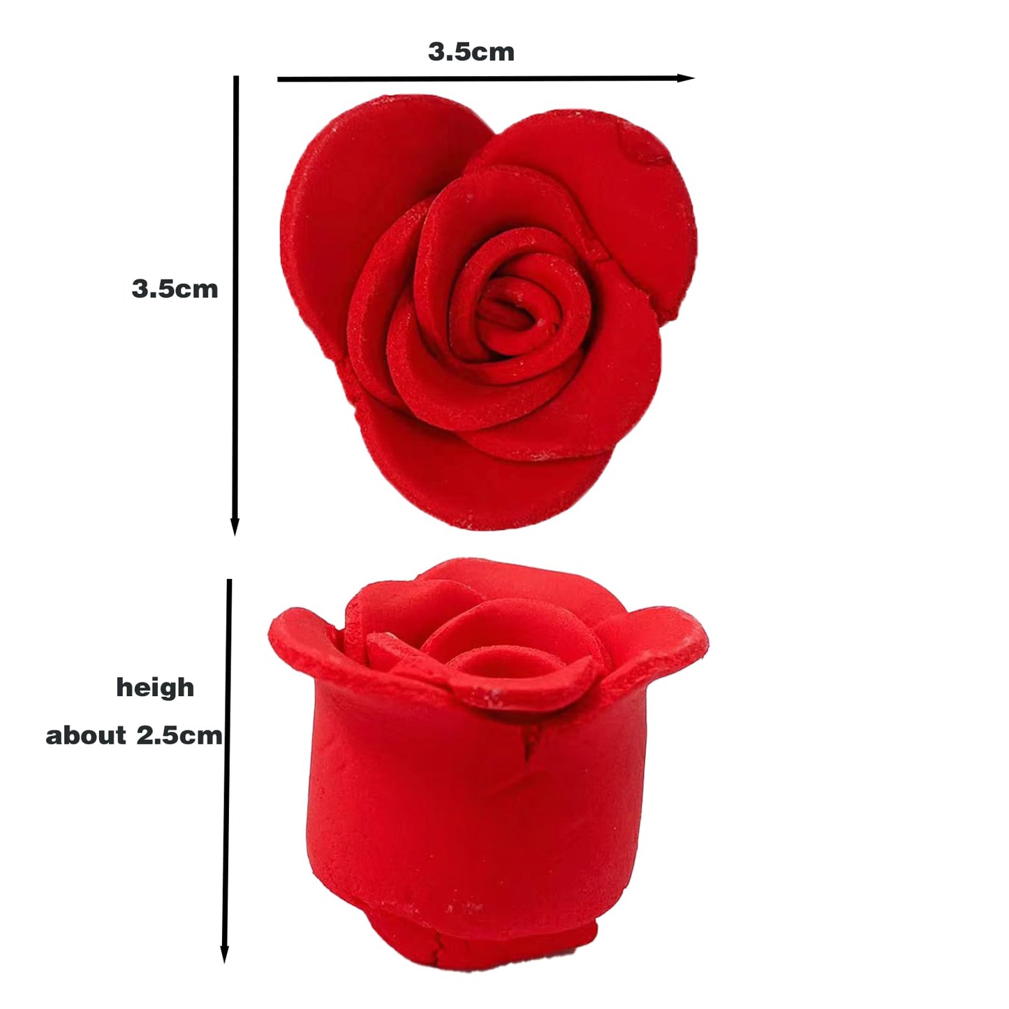 Sentovac 8 Pcs Red Rose Flowers Candy Dessert Icing Decoration Edible Valentines Day Sprinkles Diy For Cookie Cake Cupcake Toppe