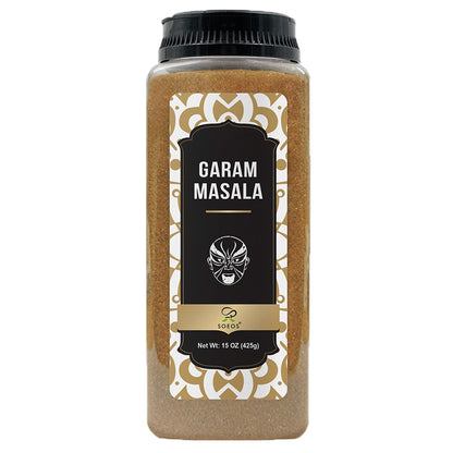 Soeos Garam Masala, 15 oz (425g), Garam Masala Powder, Indian 8-Spice Blend, Salt-No, Vegan, No Colors, Gluten Friendly, Non-GMO