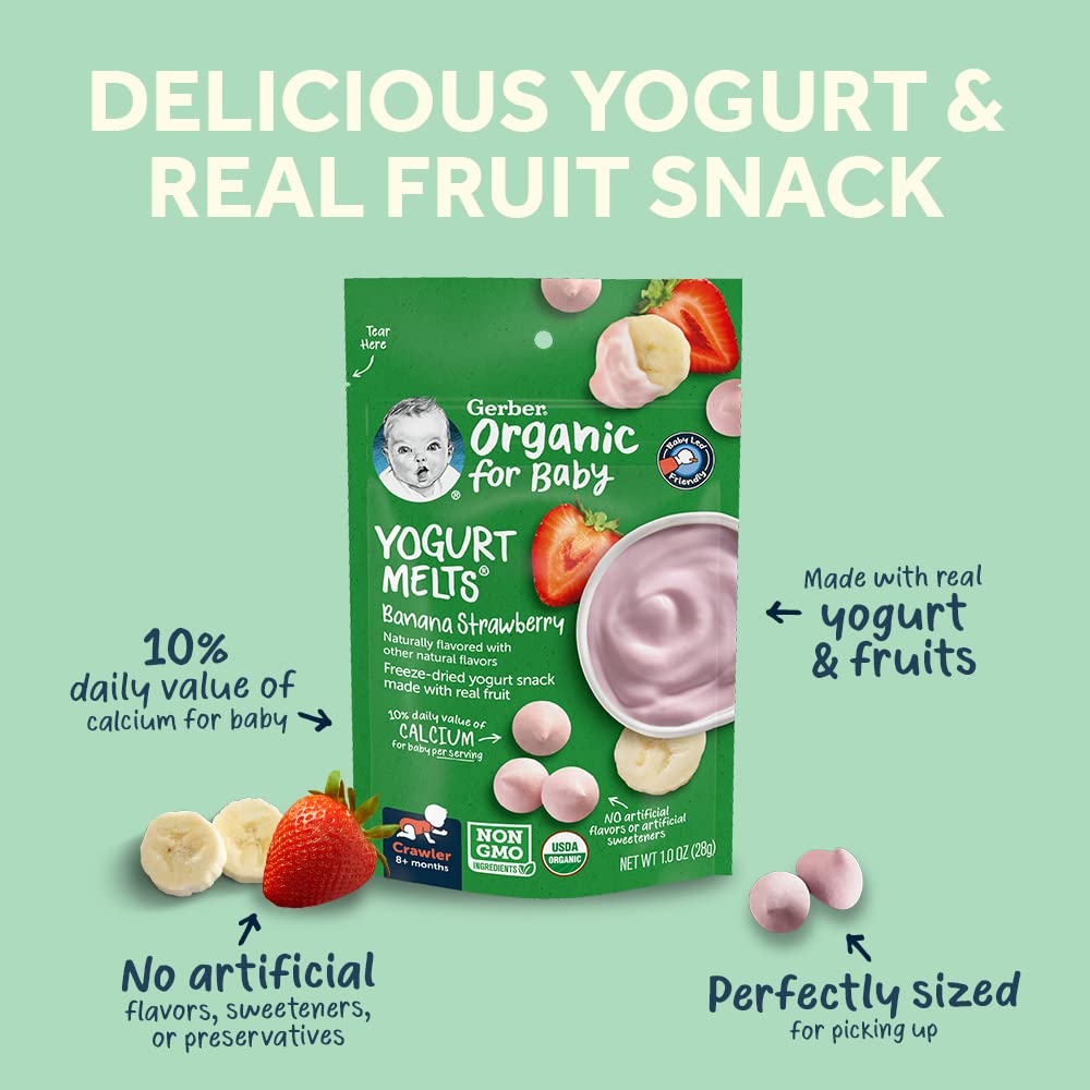 Gerber Snacks For Baby Variety Pack, Organic Yogurt Melts & Organic Puffs (Set Of 7)