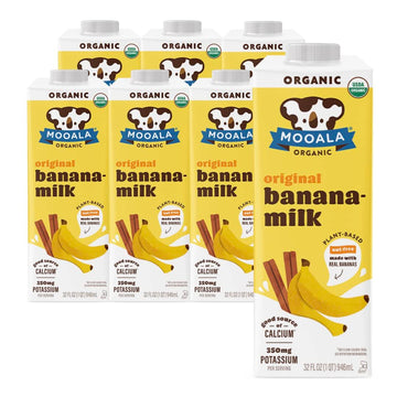 Mooala - Organic Original Bananamilk, 32 oz (Pack of 6) - Shelf-Stable, Non-Dairy, Nut-Free, Gluten-Free, Plant-Based Beverage