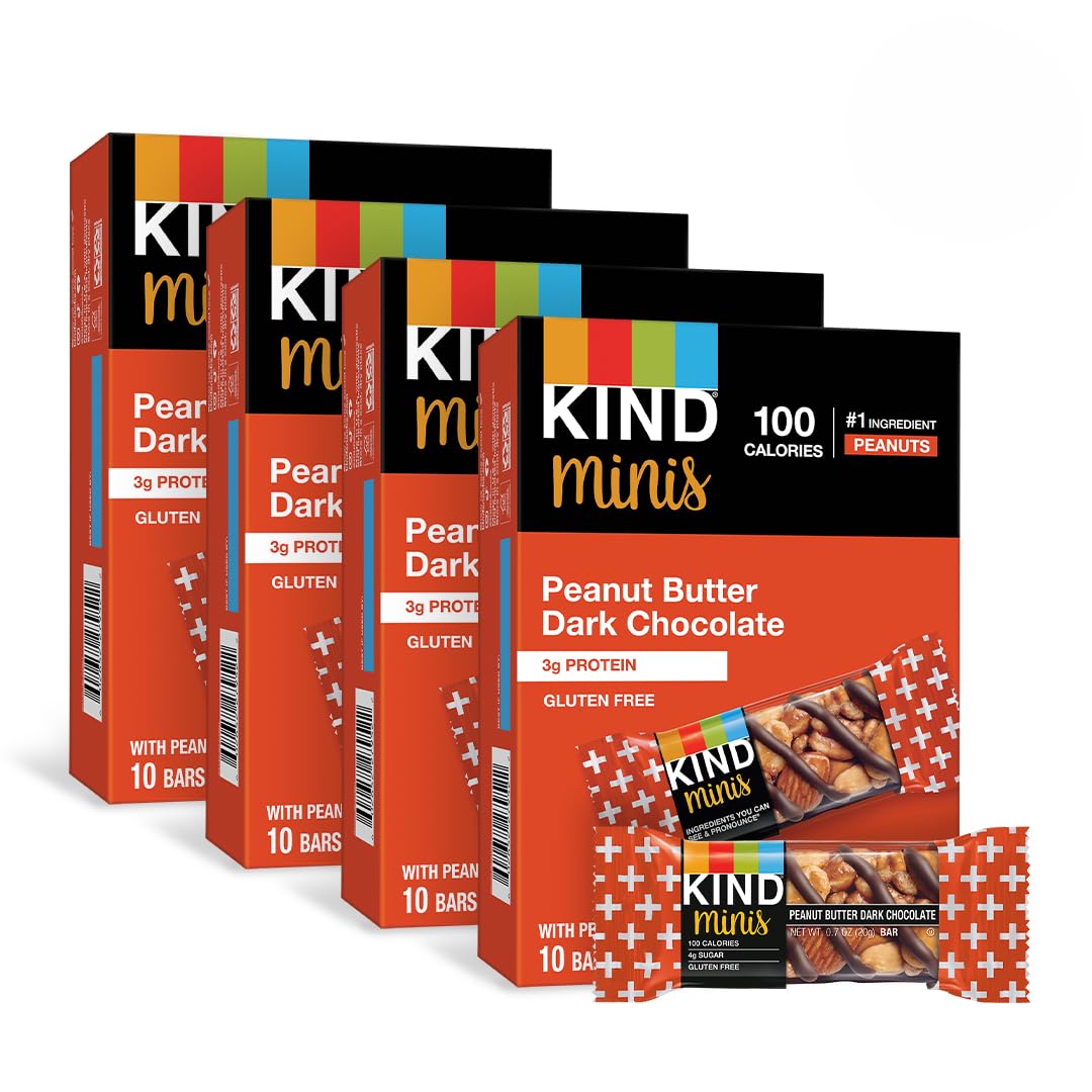 KIND Minis Healthy Snack Bar  Peanut Butter Dark Chocolate  3g Protein  Gluten Free Bars  0.7 OZ  (80 Count)