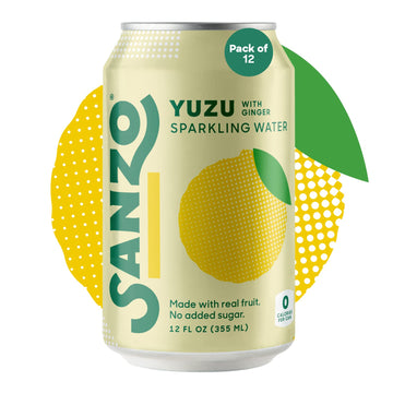 Sanzo Flavored Sparkling Water - Yuzu (Lemon) 12-Pack - Carbonated Drink Made With Real Fruit  Sugar-Free - Non-Gmo, Gluten-Free