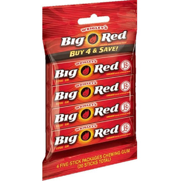 Wrigley'S Big Red Gum - Bag Of 4 Packs (5 Sticks Each Pack)