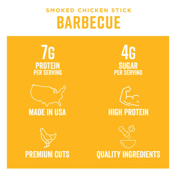 Chef 'S Cut Chicken Snack Sticks, Barbecue, High Protein Meat Snack, Individually Wrapped, 7G Protein And 60 Calories, Gluten Fr