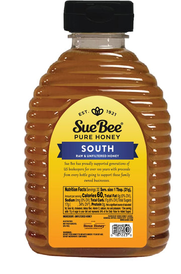 Sue Bee Honey Regional Southern Usa Honey, Strained, Unfiltered Beekeeper-Owned Co-Op Honey, 24-Ounce