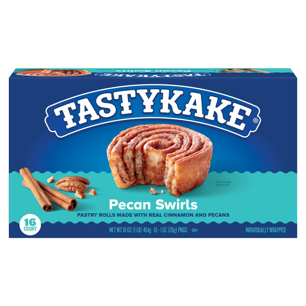 Tastykake Pecan Swirls Pastry Rolls, Cinnamon & Pecans, 16 oz, 2 Pack