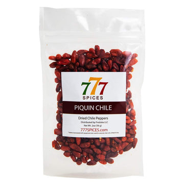2oz Piquin Dried Whole Chile Seco Peppers, Pequin Chili Pods for Authentic Mexican Food, Heat-Sealed Resealable Bag