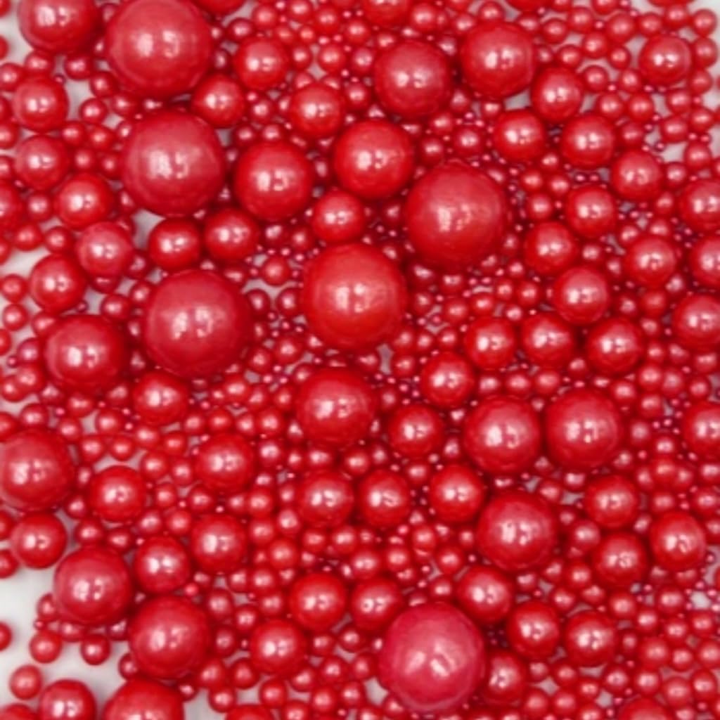 Gevog 1 Bottle Red Pearls Sprinkles Mixing Edible Cake Cupcake Sprinkles For Wedding Valentines Party Baking Cupcake Cookie Ice