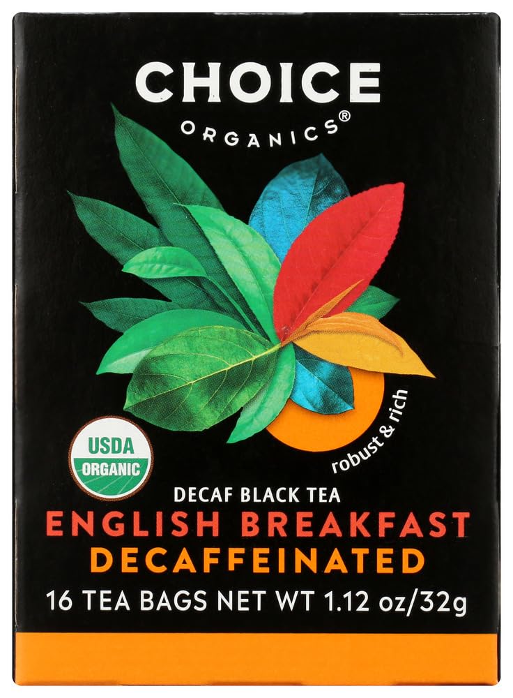 Choice Organics Organic Decaffeinated English Breakfast Tea - Fair Trade, Compostable - 96 Tea Bags (6 Pack) - Model 91954