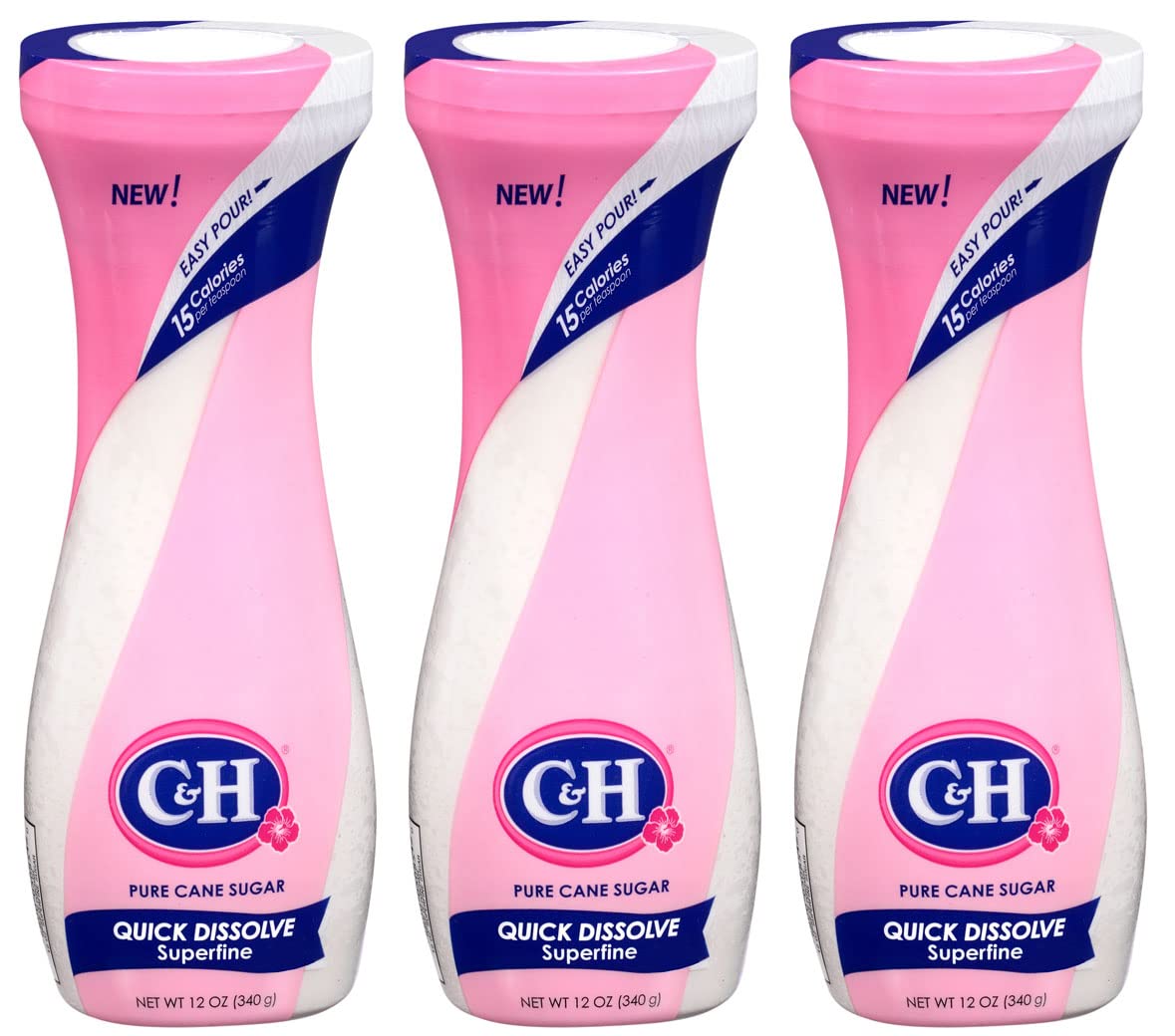 C&H Superfine Sugar  12 Oz Flip Top Sugar Canisters (Pack Of 3)