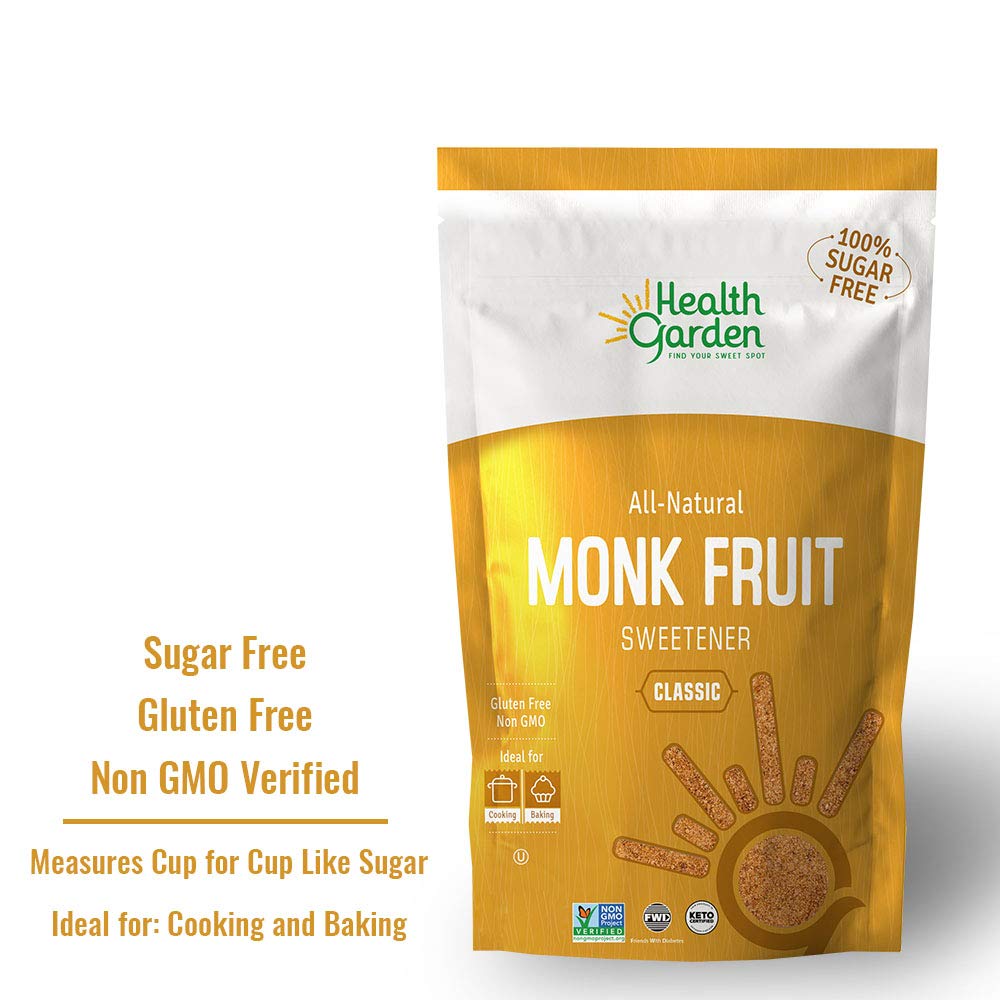 Health Garden Monk Fruit Sweetener, Classic - Non GMO - Gluten Free - Sugar Substitute - Kosher - Keto Friendly (1 lb)