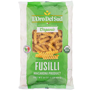 LOro Del Sud Organic Fusilli Pasta  100% Duflavor Blend Wheat  Rotini Italian Pasta  Top-Grade Quality Product Of Italy  Usda Certified 1 Pound X 10 Pack