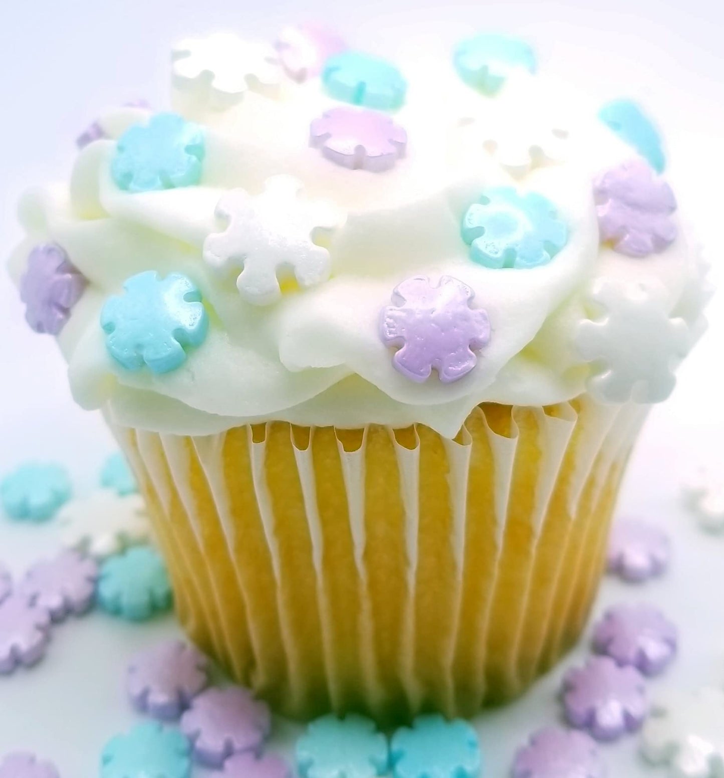 Ncs Blue, Purple And White Snowflakes Edible Candy Toppers, 8 Ounces - Great For Cupcakes, Cookies, Cakes, Cake Pops, And Party