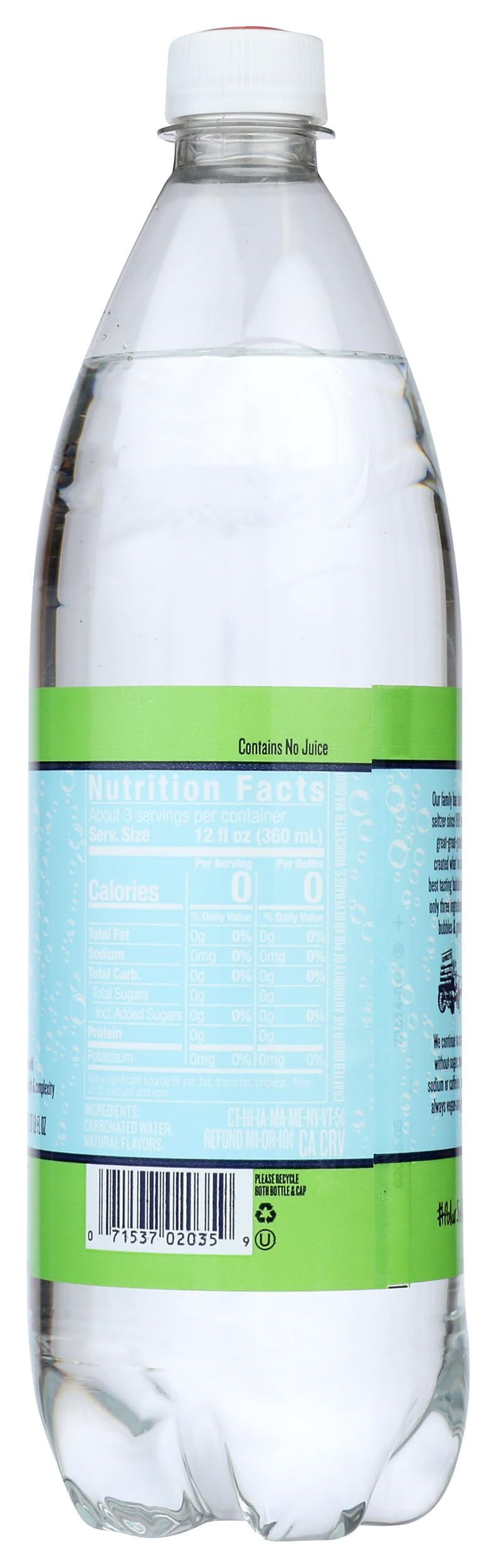 Polar Seltzer Lime Seltzer Water - Case of 12 - 33.8 fl oz Cans