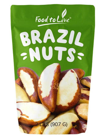 Food to Live Dry Roasted Brazil Nuts, Unsalted, Whole, Vegan, 2 Pounds