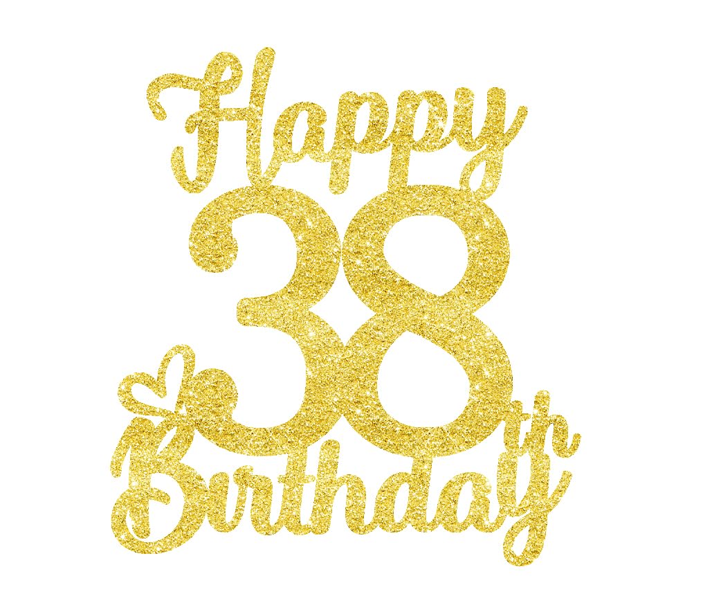 38 Birthday Cake Toppers-Gold Glitter, 38Th Cake Topper For Men,38 Cake Topper For Women, 38Th Birthday Decorations,38Th Birthda