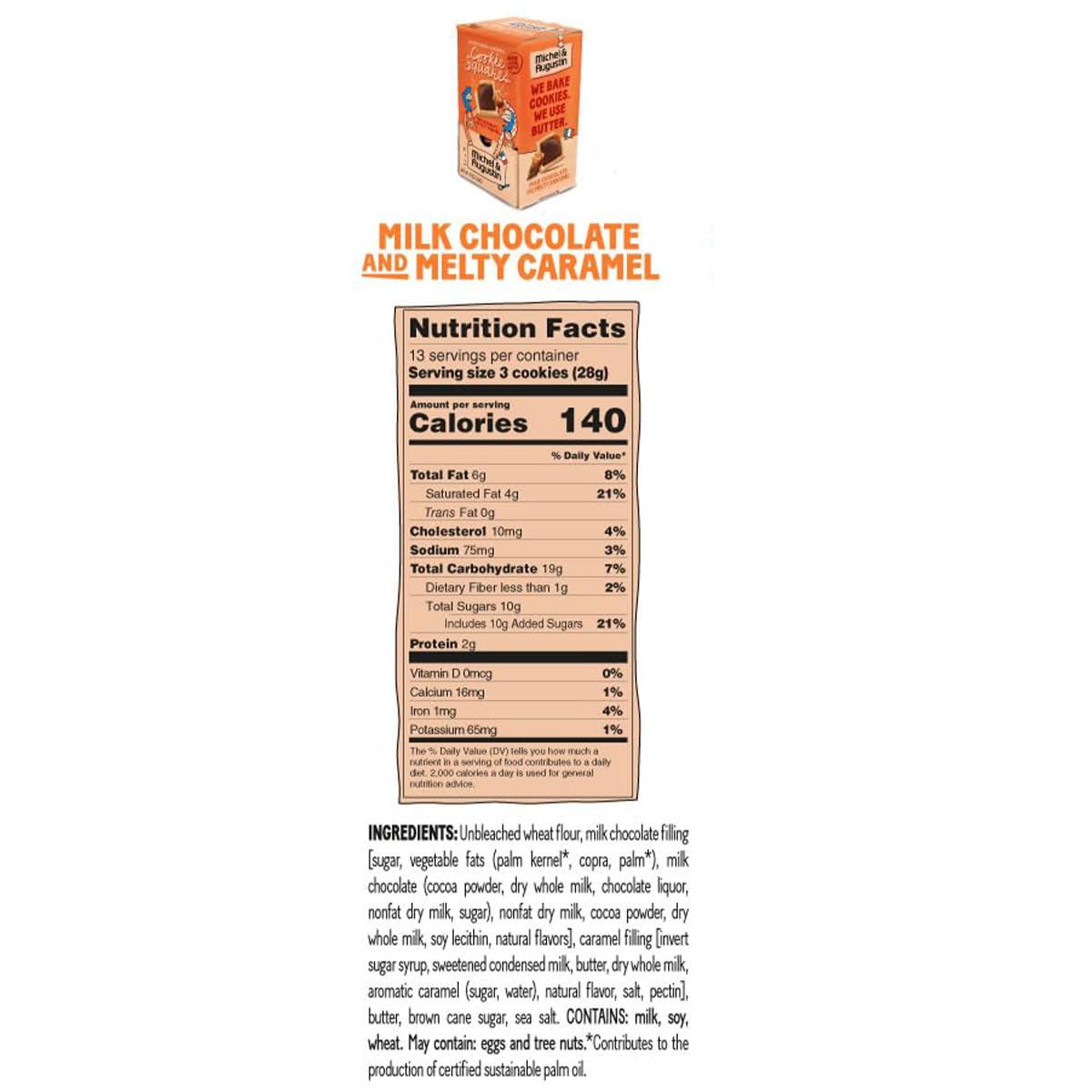 Michel et Augustin Cookies, Individually Wrapped Snacks, Changemaker Gift Box, Milk Chocolate & Caramel Shortbread, Bulk Snacks,