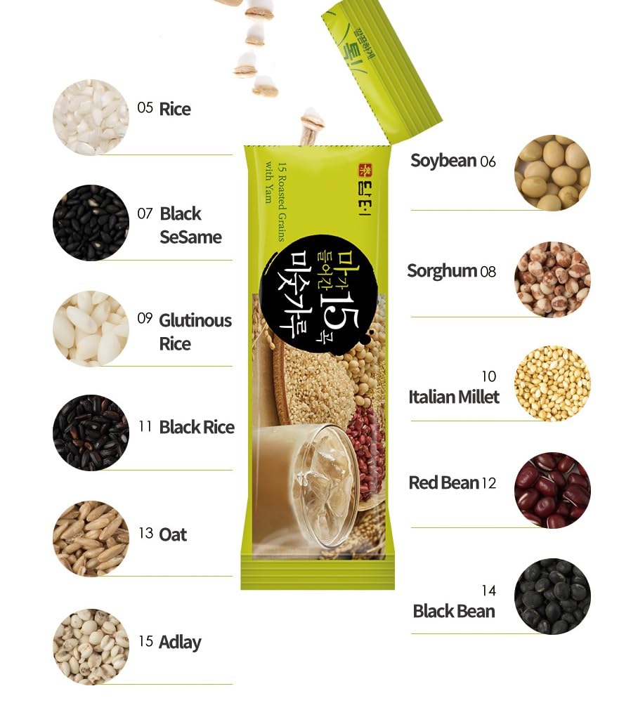 Damtuh Korean 15 Multi Mixed Grain Powder Meal Replacement Shake, 20g x 40 Sticks, Breakfast Option
